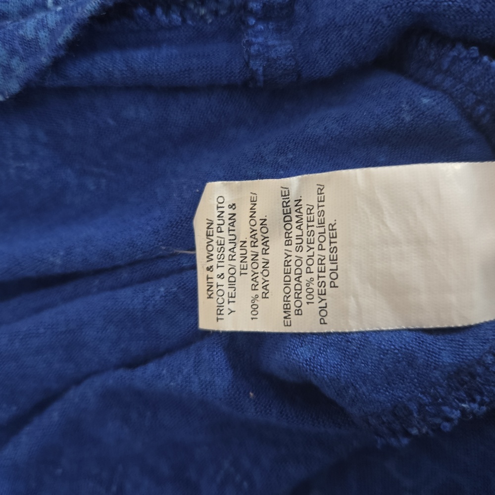 Lucky Brand Blue Embroidered Boho High Low Top Medium - Picture 7 of 7